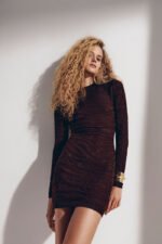 Vestido Curto Jacquard Tigre Rendado